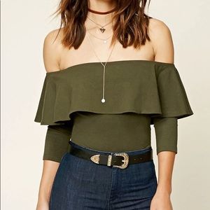 *2/15* Off the shoulder Olive bodysuit